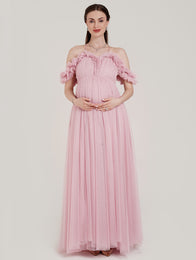 2 in 1 Maternity Photoshoot Gown with Detachable Train