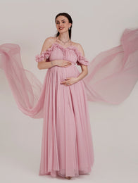 2 in 1 Maternity Photoshoot Gown with Detachable Train