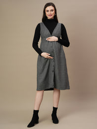 2pc. Woolen Maternity Dungaree Dress