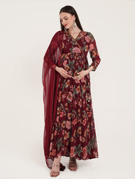 2pc. Maternity Anarkali Dress with Dupatta