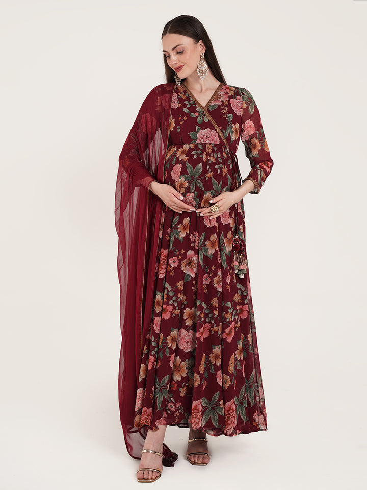 2pc. Maternity Anarkali Dress with Dupatta