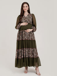 Boho Floral Maternity Long Dress