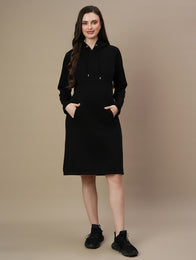 Black Maternity Hoodie Dress - Winter