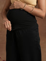 Black Maternity Kurta Set with Embroidered Yoke