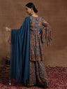 Blue Embellished Paisley Maternity Gharara Set