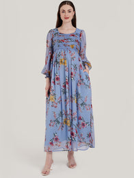 Blue Floral Pregnancy Maxi Dress