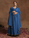 Blue Maternity Anarkali with Embellished Border & Dupatta