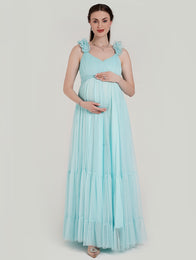 Blue Ruffle Maternity Dress