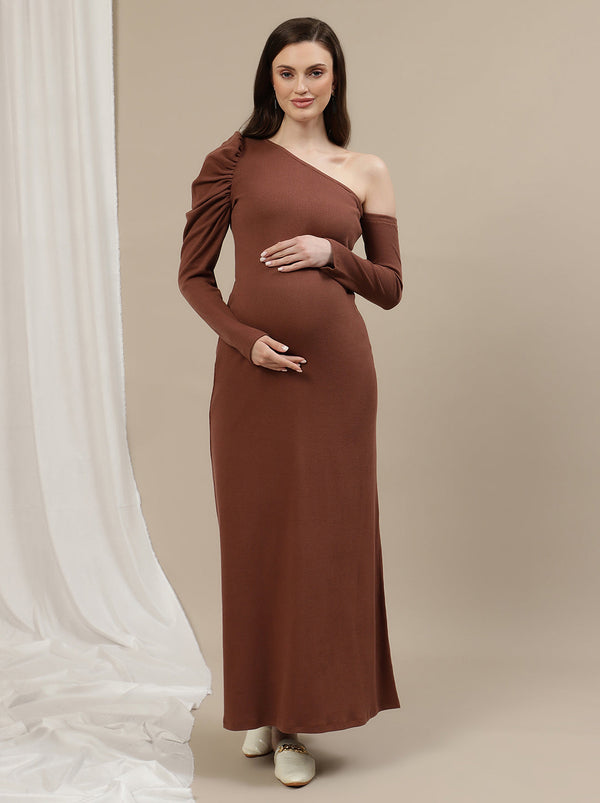 One-Shoulder Maternity Bodycon Dress