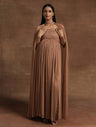 Cocoa Brown Maternity Gown with Draped Cape