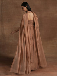 Cocoa Brown Maternity Gown with Draped Cape