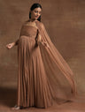 Cocoa Brown Maternity Gown with Draped Cape