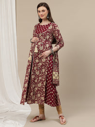 2pc. Cotton Maternity Kurta with Dupatta