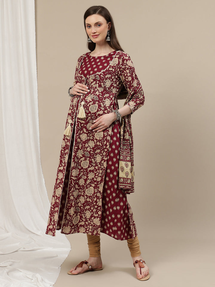 2pc. Cotton Maternity Kurta with Dupatta