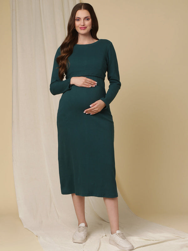 Double Layer Green Maternity Dress