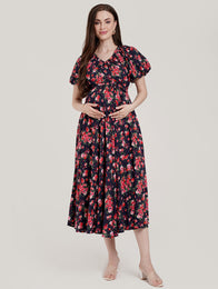 Floral Maternity Midi Dress