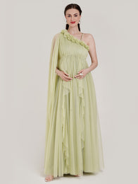 Green Ruffle Maternity Gown