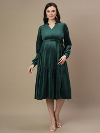 Velvet Maternity Tiered Dress