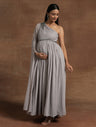 Grey One-Shoulder Maternity Gown