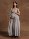 Grey One-Shoulder Maternity Gown