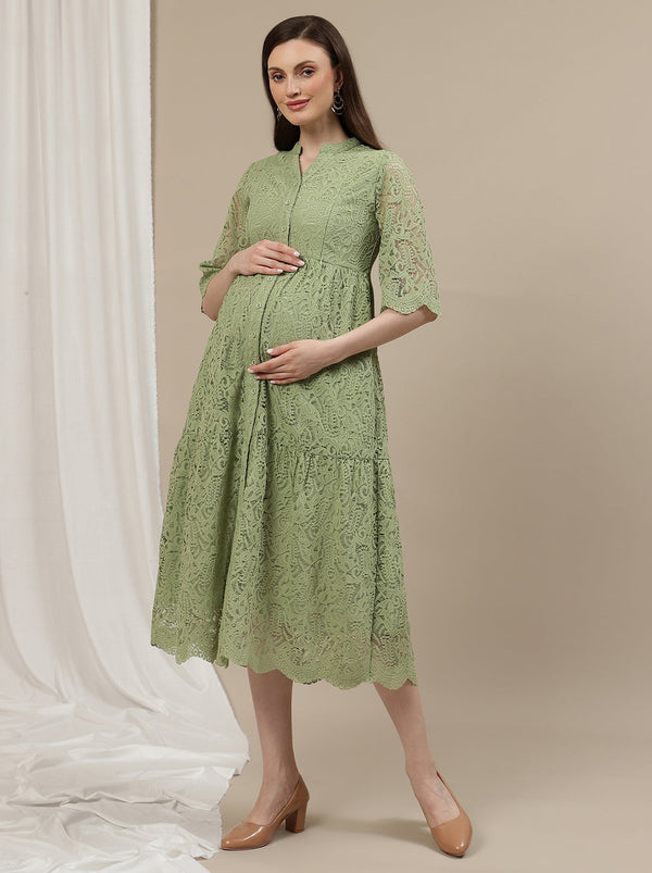 Lace Maternity Shirt Dress