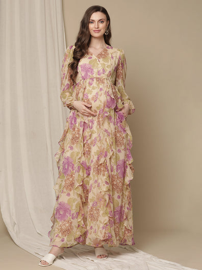 Embroidered Party Wear Feeding Gown Maternity Dress at Rs 325/piece in  Jaipur