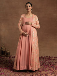 Lurex Maternity Anarkali with Embellished Jacket