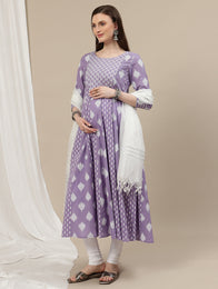 Maternity Anarkali Kurta + Dupatta