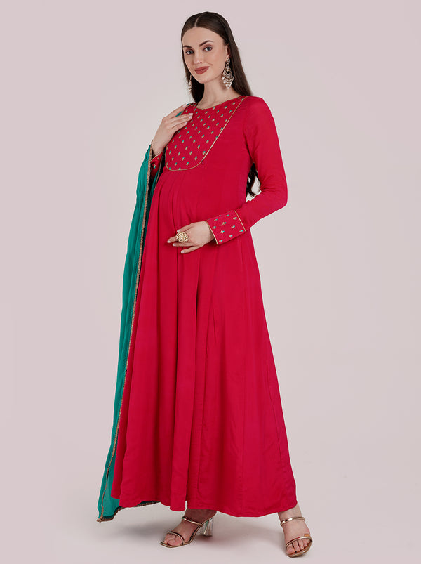 2pc. Maternity Anarkali Suit with Dupatta