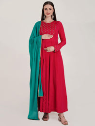 2pc. Maternity Anarkali Suit with Dupatta