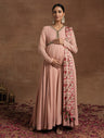 Maternity Anarkali with Embellished Yoke & Floral Dupatta