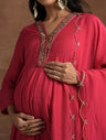 Maternity Anarkali with Embroidered Yoke & Dupatta