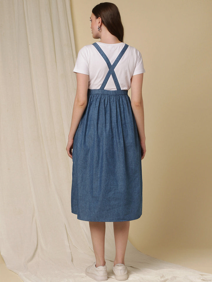 Blue dungaree clearance skirt