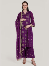 3pc. Maternity Embroidery Kurta + Palazzo Set