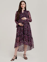 Maternity Hi-Low Printed Dress