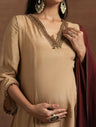 Maternity Kurta Set with Embellished Neckline