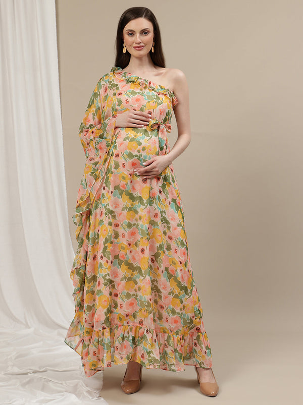 Maternity One Shoulder Maxi Dress