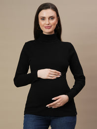 Maternity Rib-knit High Neck Top