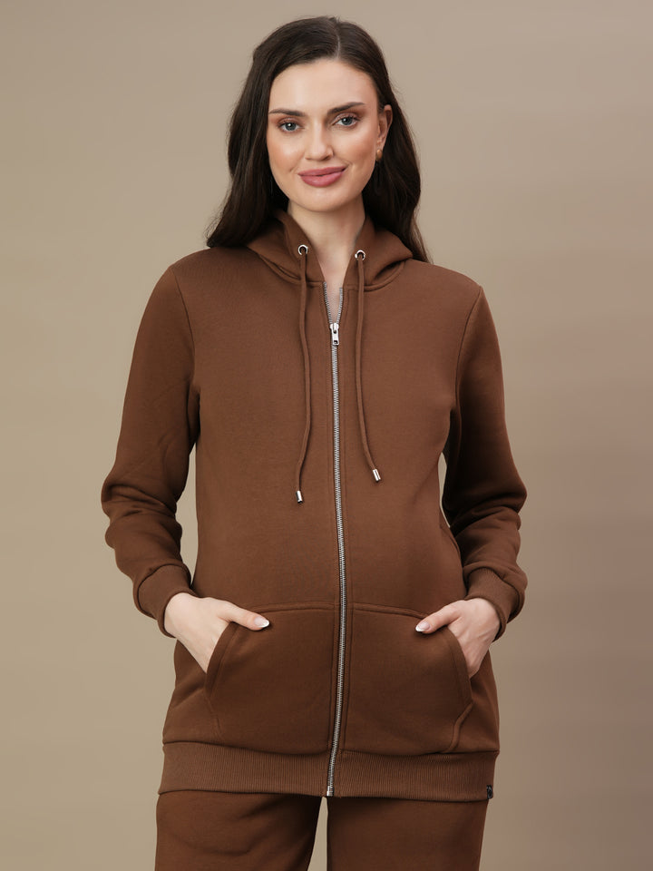 Maternity Zipper Fleece Sweatshirt- Winter