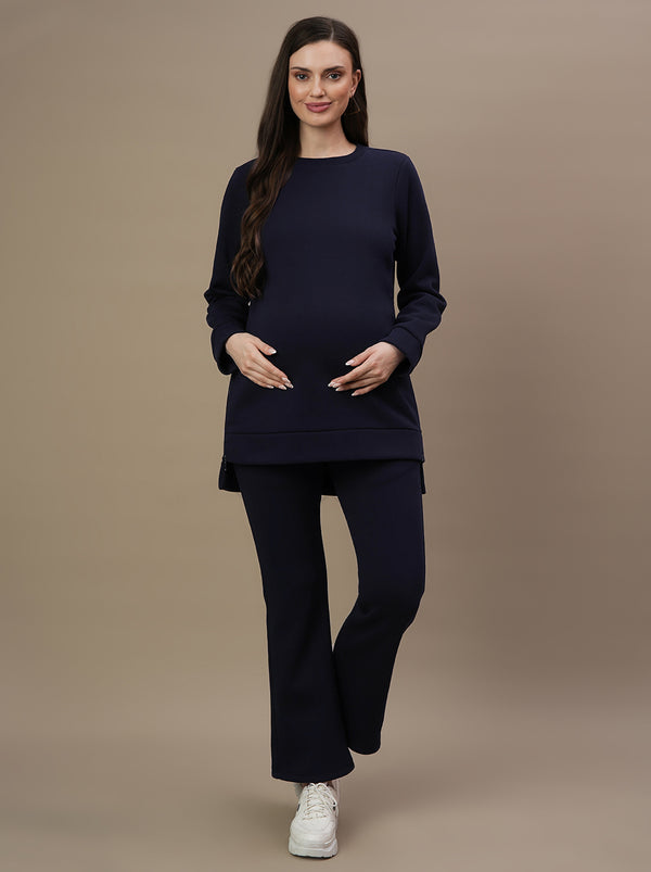 winter maternity co-ord set- navy blue colour-main image