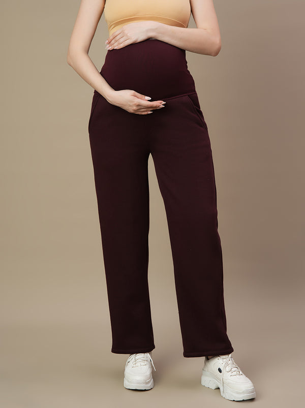 Maternity Fleece Wide-leg Pants- Winter