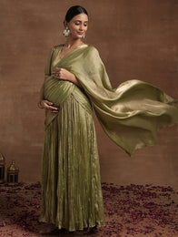 Metallic Green Maternity Saree Dress