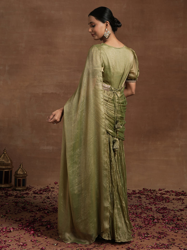 Metallic Green Maternity Saree Dress