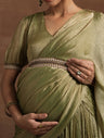 Metallic Green Maternity Saree Dress