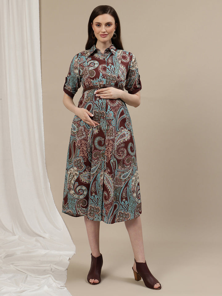 Maternity Midi Shirt Dress