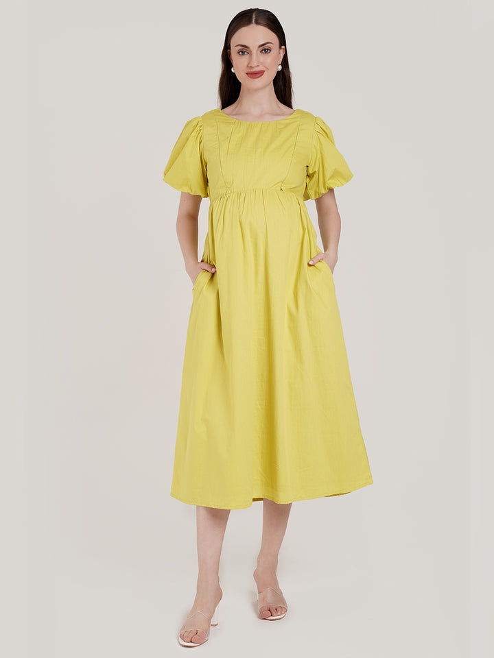 Midi Yellow Maternity Dress