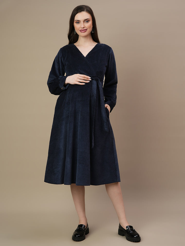 Maternity Corduroy Midi Dress