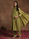 Olive Green Embroidered Maternity Kurta Set