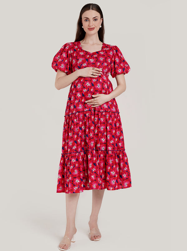 Pink Cotton Maternity Dress