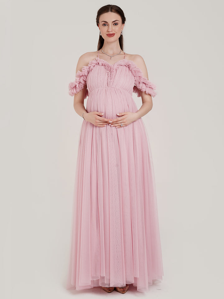 Pink Ruffle Maternity Dress